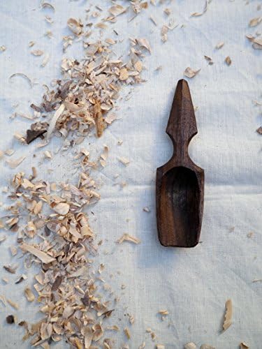 Hand Carved Walnut Coffee Scoop; Unique Wooden Spoon