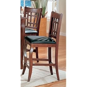 Click here to buy (Set of 2) Counter Height Bar Stools in Dark Cherry with Vinyl Seat by Coaster.