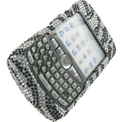 Premium Luxurious Designer Hard Diamond Crystal Snap-on Case for Blackberry Curve 8330 Case - Black Silver Zebra Diamond