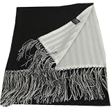 Bruno Piattelli Mens Black and White Italian Silk Tuxedo Scarf Scarves
