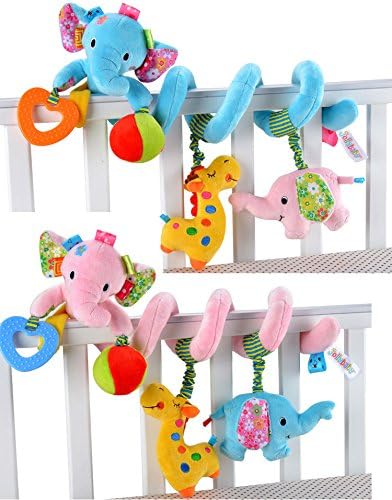Cute Elephant Baby Crib Spiral Activity Toy Plush Rattle Doll Developmental