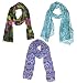 Weavers Villa - Set of 3 Premium Soft Summer Vibrant Floral Scarves, Stoles, Dupattas RS.490.00