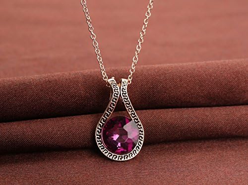 Oudin Women's Alloy Plated Purple Crystal Pendant Necklace Earrings Jewelry Sets (Purple)