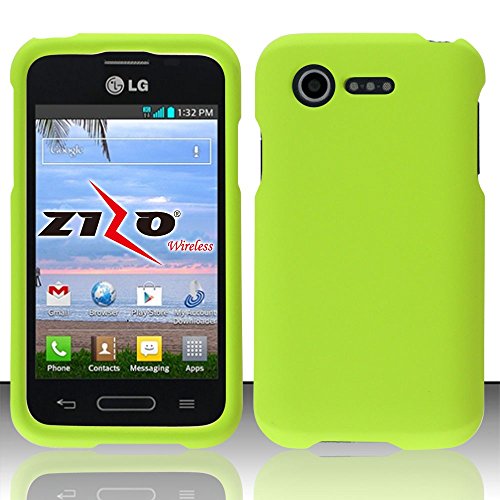 LG Optimus Fuel L34C Green Rubberized Plastic Cover Snap On Hard Rugged Gel Case Cell Phone Shield Protector Shell from [Accessory Library]