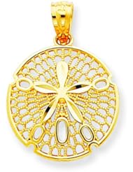14K Yellow Gold Sand Dollar Pendant Jewelry FindingKing