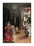 Annunciation by Lorenzo Lotto. Art Print Poster 25.25 inches width by 34 inches height. Highest Quality Art Poster Print