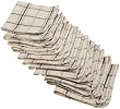 Excello Waffle Weave Dish Cloth, Natural and Black Plaid, Set of 12