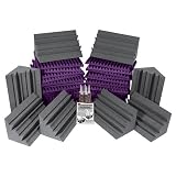 Auralex PROJ2CHA/PUR Project2 Roominator Kit:  24- 2'x2'x2 Wedge Panels-Purple; 8- LENRD Bass Traps-Charcoal and 5- Tubes of Tubetak Pro Adhesive