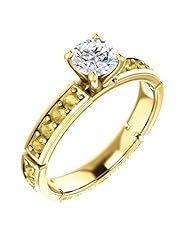 18K Yellow Gold Round Cut White and Yellow Diamond Ring -- LIFETIME WARRANTY