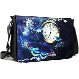 Meffort Inc 17 17.3 Inch Laptop / Notebook Padded Compartment Shoulder Messenger Bag - Clock Butterfly 1