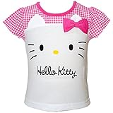 2016年 夏物 HELLO KITTY ハローキティ 天竺 ギンガムチェック切替 フェイス柄 半袖Ｔシャツ ピンク◇90cm