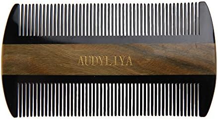 AUDYLIYA Green Sandalwood Hair Comb | No Static Detangling Natural Aroma Handmade Buffalo Horn Comb (Beard)| Free Premium Giftbox