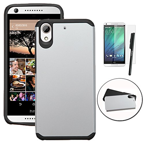 HTC Desire 626 / 626s Case, LUXCA [Shock-proof] Hybrid Dual Layer [Slim Fit] Defender Protective Case Cover for HTC Desire 626 / 626s (Silver Black)