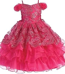 Girls Corset   Waistline Organza Lace Mesh  Embroidered Off the Shoulder  Dress With Ruffles