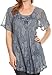 Sakkas Maliky Wide Corset Neck Floral Embroidered Cap Sleeve Blouse Top Shirt