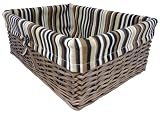 Brown Striped Wicker Basket in Small Size