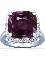 14K White Gold Cushion Cut Purple Sapphire Fana Designer Ring