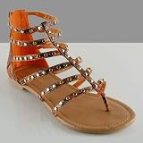 KAMER Women's Gladiator Sandals Orange Python