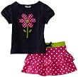 Hartstrings Baby-Girls Infant Flower Tee Shirt And Printed Tierred Skort Set