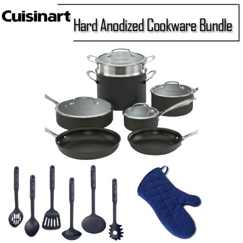 Cuisinart DSA11 Dish Washer Safe Hard Anodized 11 Piece Cookware Set Bundle
