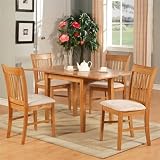 East West Furniture NO7-OAK-C Norfolk 7PC Set with rectangular table featured 12 in. Butterfly Leaf and 6 Upholstered seat chairs
