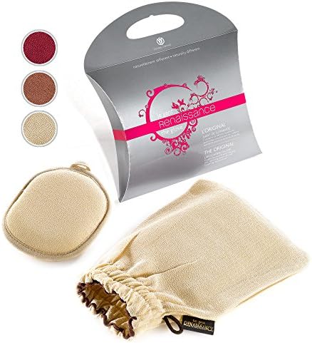 Renaissance Exfoliating Glove by Daniele Henkel. Bath mitt for face &amp; body skin exfoliation, cellulite reduction, acne treatment support &amp; more! (Chocolate)