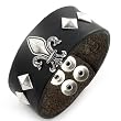 Mens Black Leather Fleur-de-lis Bracelet Mens Black Leather Fleur-de-lis Bracelet