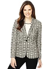 1 Button Faux Snakeskin Print Blazer
