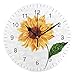 Wamika Wall Clock Oil Sunflower Daisy Flowers White Vintage Round Clock Silent Non Ticking Decorative, Seasonal Floral Clocks 10 Inch Battery Operated Quartz Analog Quiet Desk Clock for Home Office