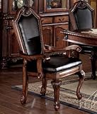 Set of 2 Dining Arm Chairs with Nailhead Trim in Cherry Finish