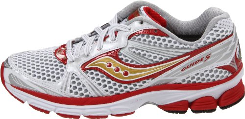Saucony Women 'ProGrid Guide 5' Running Shoes, White/Red/Gold Size- 5
