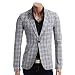 Doublju Mens Casual long sleeve Onebutton Checks Jacket (105D)