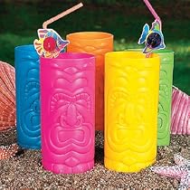 12 Assorted Plastic Tiki Mugs