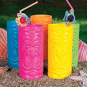 12 Assorted Plastic Tiki Mugs by TikiZone