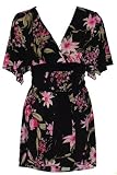 Kimono Top with Ties/ Black Ties/ Black with Pink Floral Print