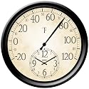 Springfield Precision Instruments Decorative 14-Inch Patio Thermometer with Clock