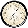 Springfield Precision Instruments Decorative 14-Inch Patio Thermometer with Clock