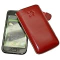 Suncase Ledertasche (Lasche mit R�ckzugfunktion) f�r Samsung i9000 Galaxy S / i9001 Galaxy S Plus rot