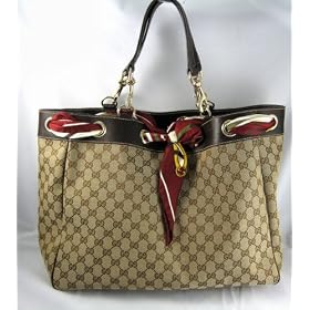 Gucci Handbags (Beige Brown) 153033 Positano Tote Bag with Silk Scarf