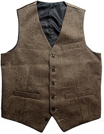 Tailorsun Vintage Mens Slim Fit Tweed Vest Brown (US 46)