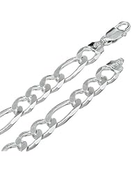 9MM Thick - Figaro Link Chain Necklace/Bracelet - Genuine .925 Solid Sterling Silver