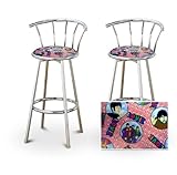 2 the Beatles Print Chrome Swivel Bar Stool Barstools