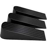 SuperiorMaker BIG Door Stop Works on All Surfaces, Keeps Door Securely Open - 3 Pack of Black Rubber, Modern Wedge Design - Non-Scratching Door Stop