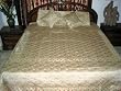 SILK BEDDING-silk Sari Indian Bedding Ivory Base Color Bedspread 7 Pc Set Duvet King/queen