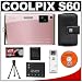Nikon Coolpix S60 10 Megapixel Digital Camera (Champagne Pink) with 5x Optical Zoom + EN-EL10 Battery + Leather Case + Accessory Kit