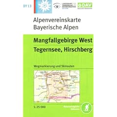 DAV Bayerische Alpen 13 Mangfallgebirge West 1 : 25 000: Tegernsee, Hirschberg, Wegmarkierung und Skirouten