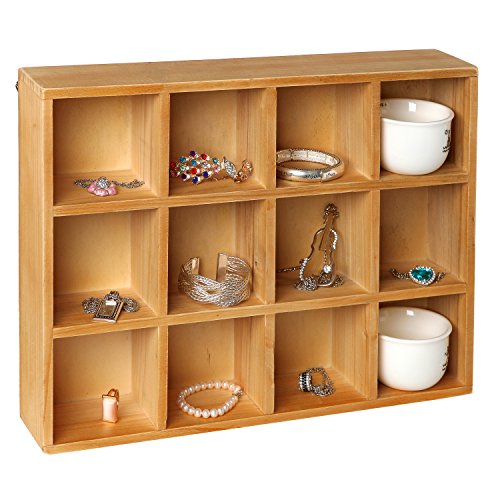 Wooden Freestanding Wall Mounted 12 Compartment Shadow Box Display