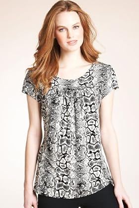 Short Sleeve Snakeskin Print Jersey Top