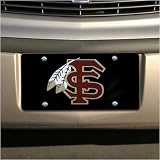Florida State Seminoles (FSU) Black Mirror License Plate W/Garnet FS & Feathers