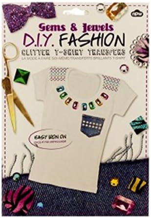 DIY Fabric T-shirt Embelishments - Glitter Gem and Rhinestone Iron-on Transfers -Puffy Fabric Paint - Bundle 6-pc -